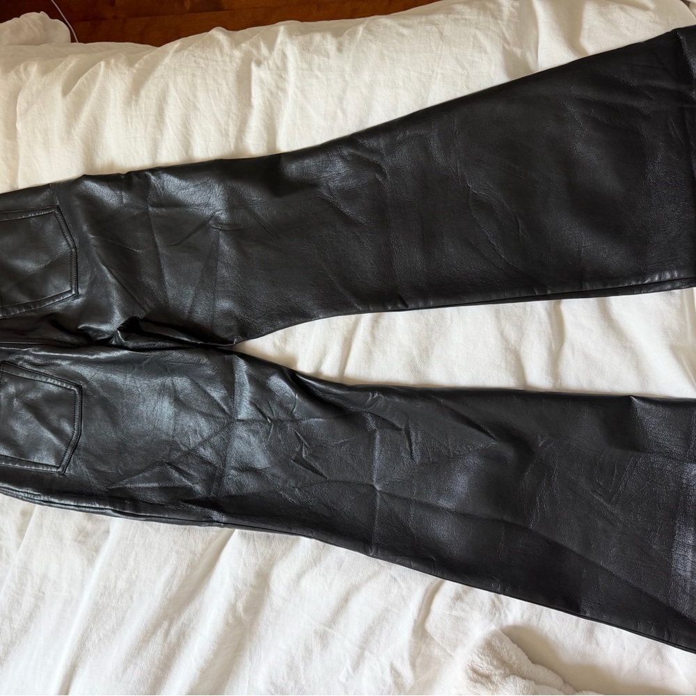 Aritzia Melina Black Faux Leather Flared Pants - Picture 2 of 2